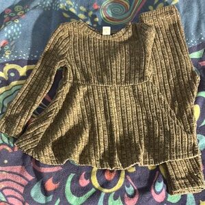 Brown Ribbed Knit Sweater and Pants Set